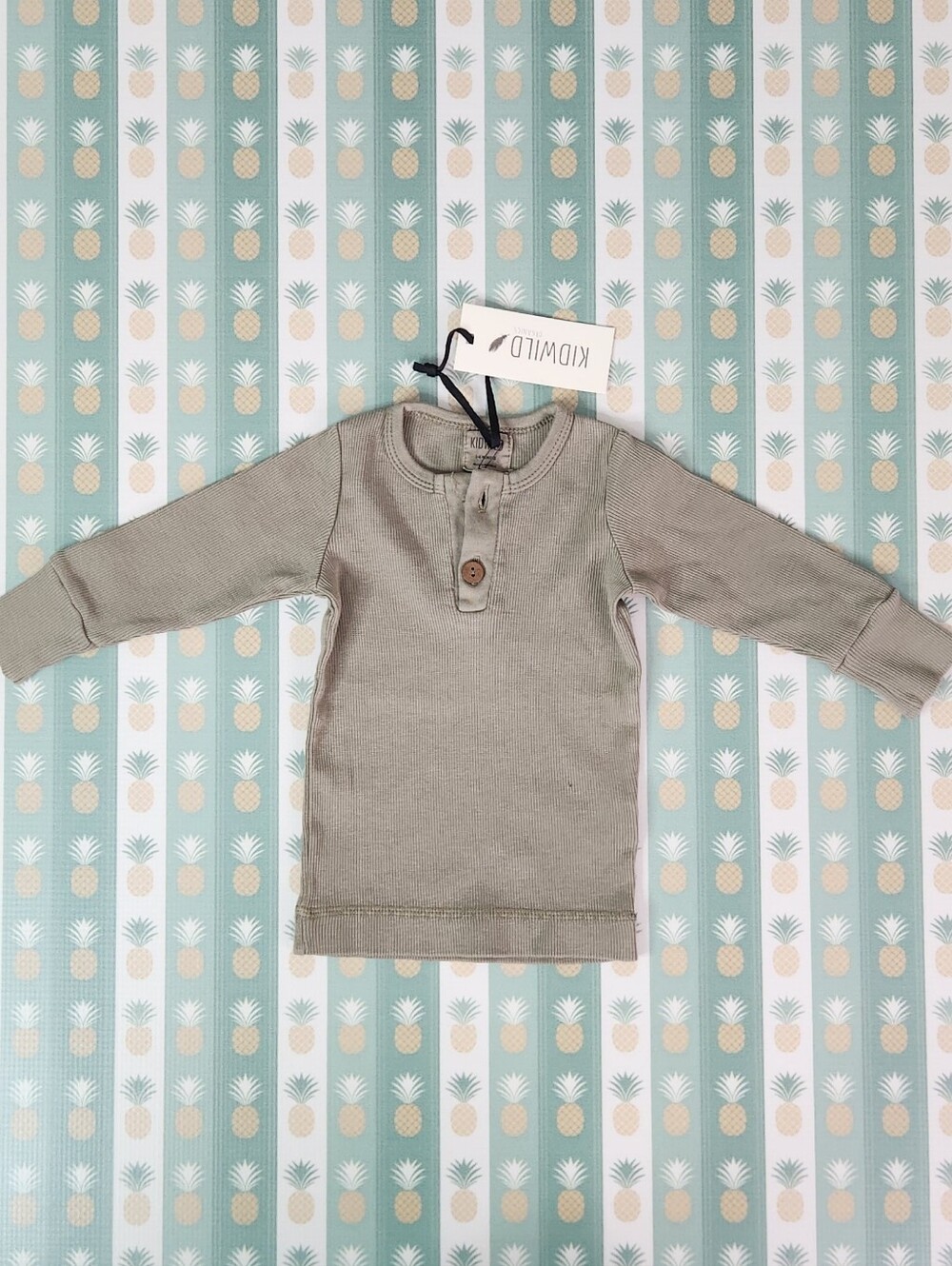 Kidwild Long-Sleeve Henley Top in Moss